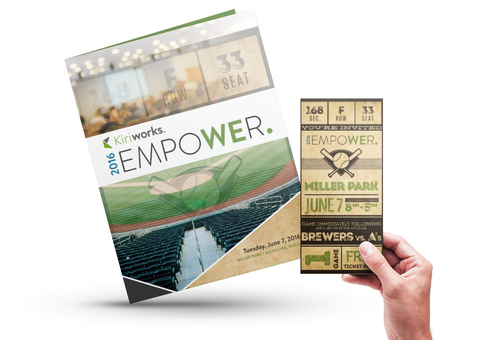 Kiriworks 2016 Empower event program and ticket mockups