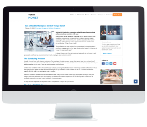 desktop mockup of Verint's blog post template design
