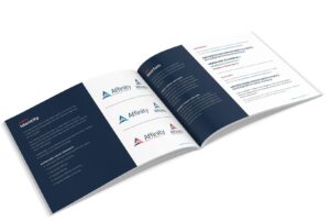 Affinity Consulting brand guidelines booklet interior mockup