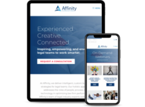 tablet and mobile phone mockups of Affinity's website