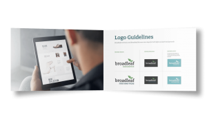 Broadleaf Commerce brand guidelines booklet interior mockup