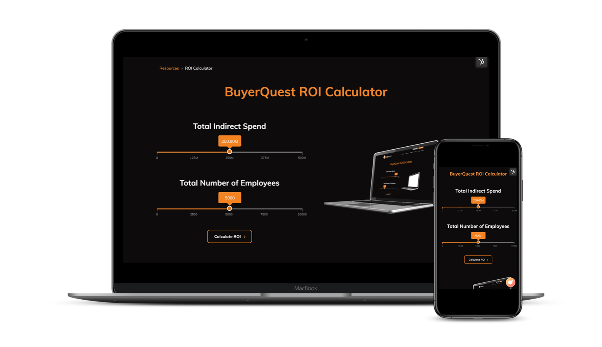 BuyerQuest ROI calculator mockup