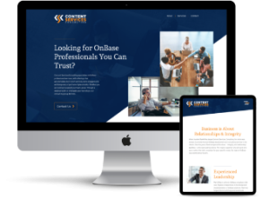 desktop and tablet mockups of Content Services Consulting's website