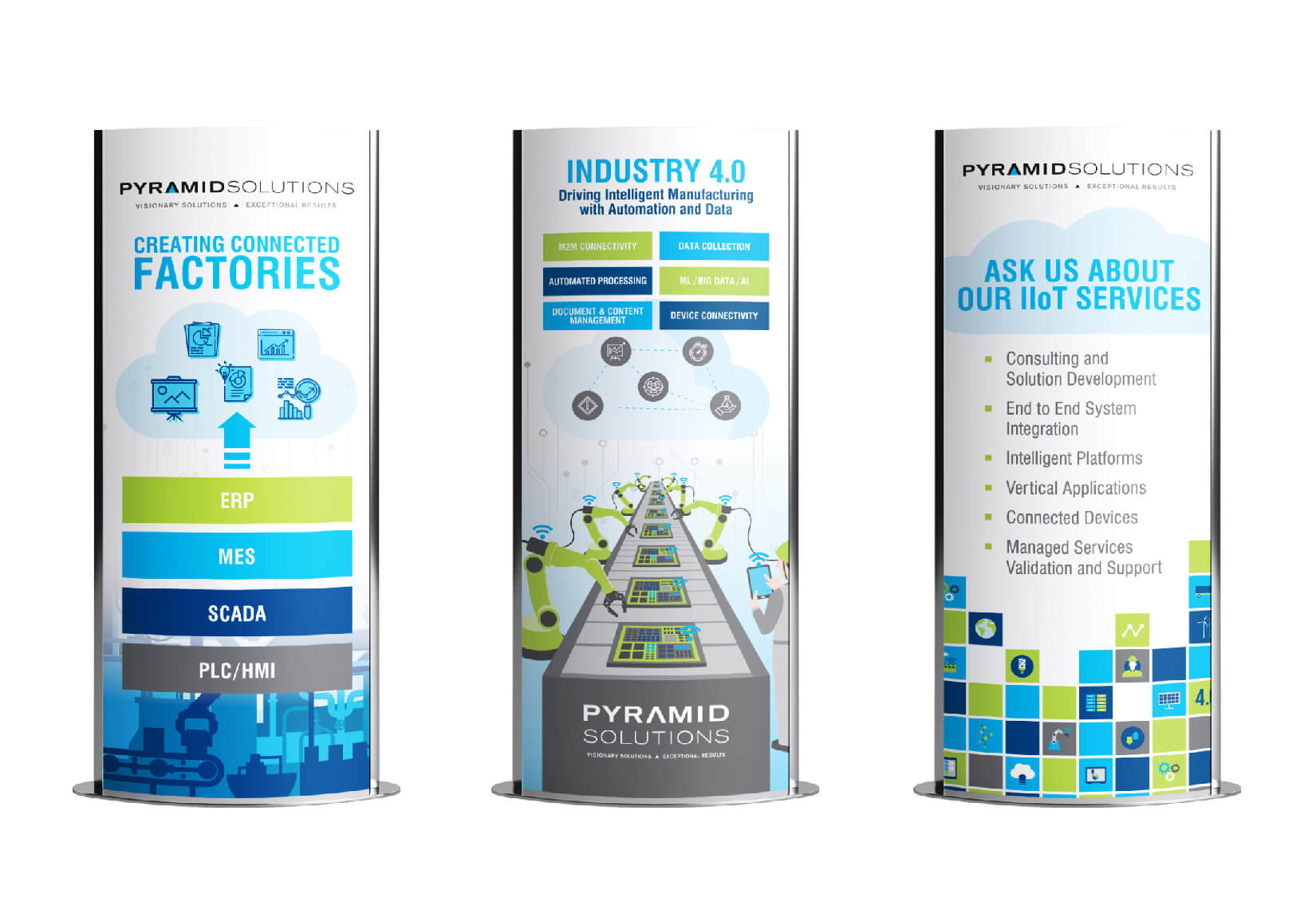 Pyramid Solutions trade show banners mockups