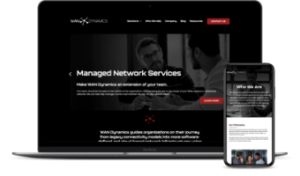 laptop and mobile phone mockups of the WAN Dynamics website