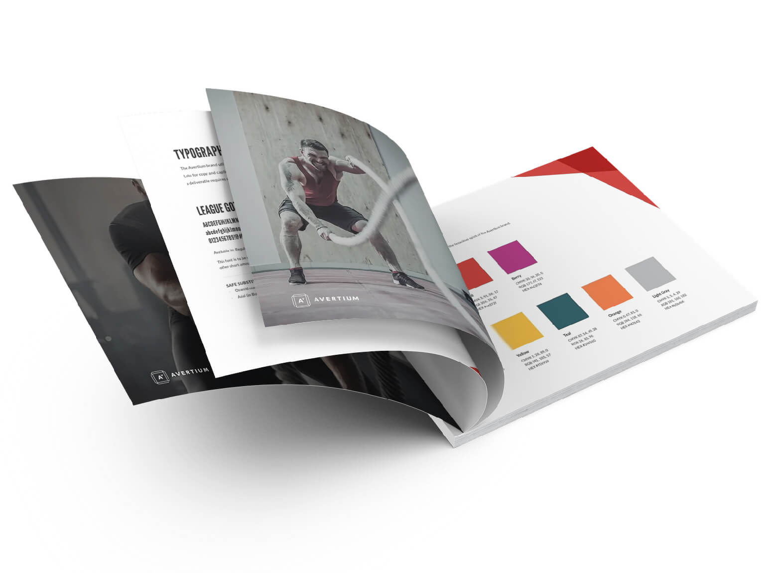 Avertium brand guidelines booklet interior mockup