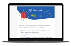 laptop mockup of Outschool's email header